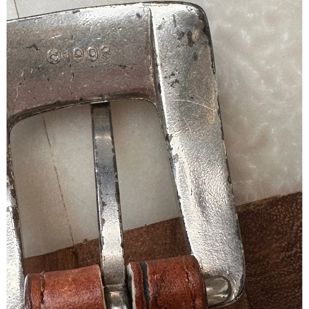 ONYX by Brighton Belt 38 Brown Croc Embossed‎ Leather Western Silver Buckle 1993